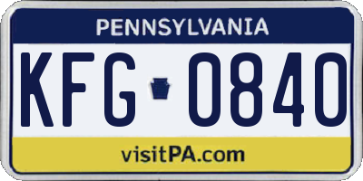 PA license plate KFG0840