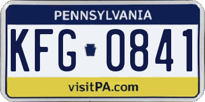 PA license plate KFG0841