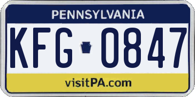 PA license plate KFG0847