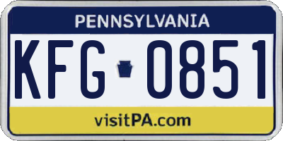 PA license plate KFG0851