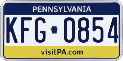PA license plate KFG0854