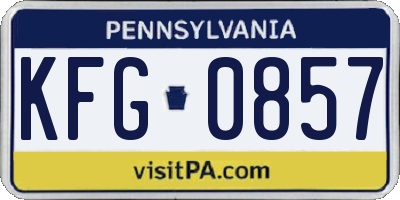PA license plate KFG0857