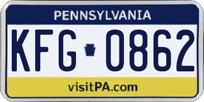 PA license plate KFG0862