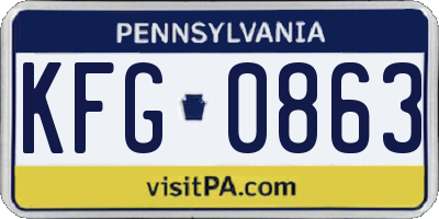 PA license plate KFG0863