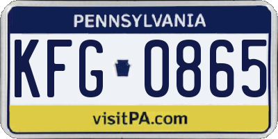 PA license plate KFG0865