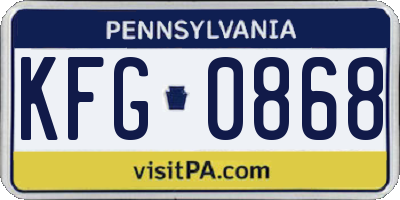 PA license plate KFG0868