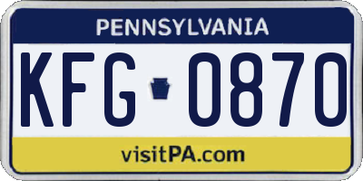 PA license plate KFG0870
