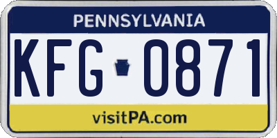 PA license plate KFG0871