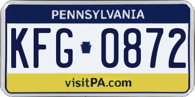 PA license plate KFG0872