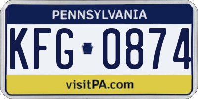 PA license plate KFG0874