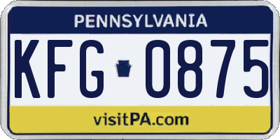 PA license plate KFG0875
