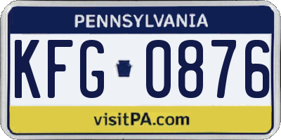 PA license plate KFG0876