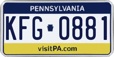 PA license plate KFG0881