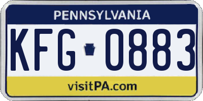 PA license plate KFG0883