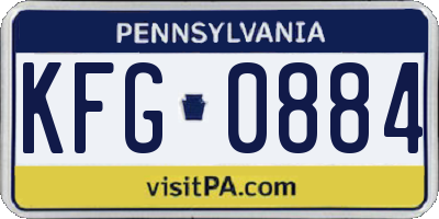PA license plate KFG0884