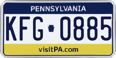 PA license plate KFG0885