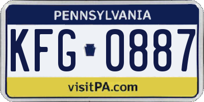 PA license plate KFG0887