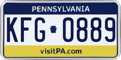 PA license plate KFG0889
