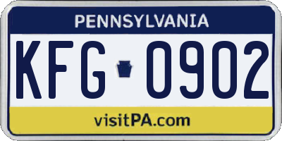 PA license plate KFG0902