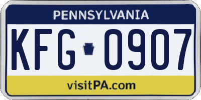PA license plate KFG0907