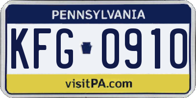 PA license plate KFG0910