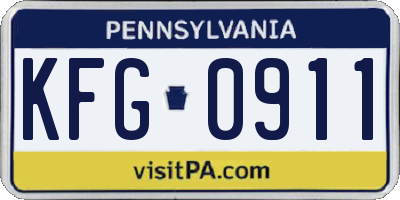 PA license plate KFG0911