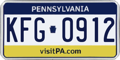 PA license plate KFG0912