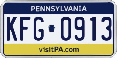 PA license plate KFG0913