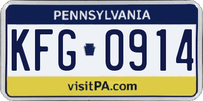 PA license plate KFG0914