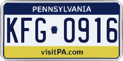 PA license plate KFG0916