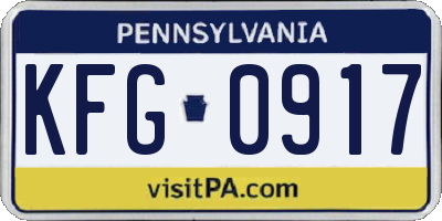 PA license plate KFG0917