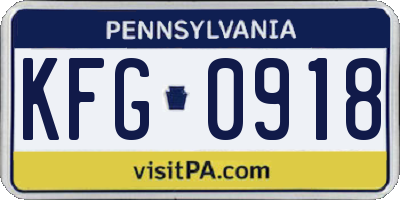PA license plate KFG0918