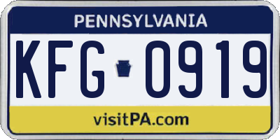 PA license plate KFG0919