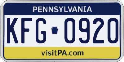 PA license plate KFG0920