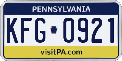 PA license plate KFG0921
