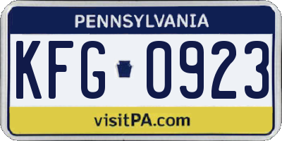 PA license plate KFG0923