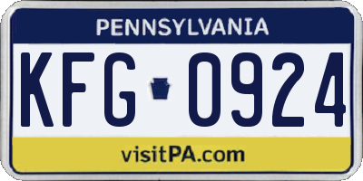 PA license plate KFG0924