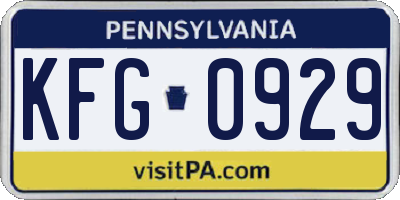 PA license plate KFG0929