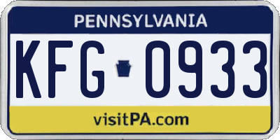 PA license plate KFG0933