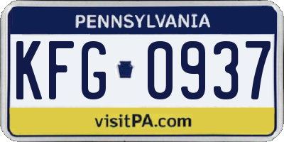 PA license plate KFG0937