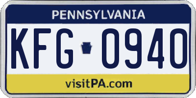 PA license plate KFG0940