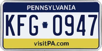 PA license plate KFG0947