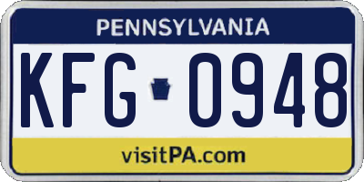 PA license plate KFG0948