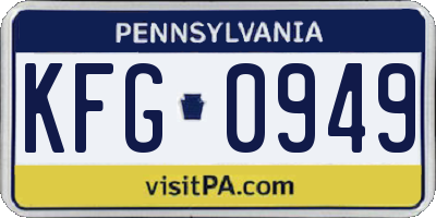 PA license plate KFG0949