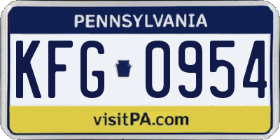 PA license plate KFG0954