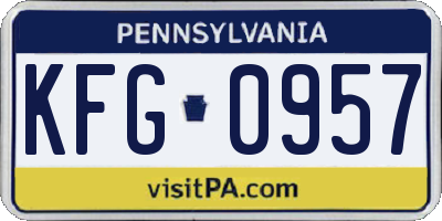 PA license plate KFG0957