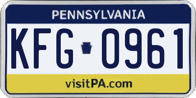 PA license plate KFG0961