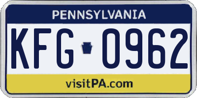 PA license plate KFG0962