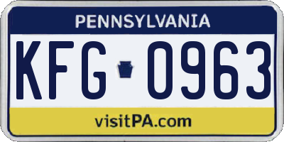 PA license plate KFG0963
