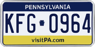PA license plate KFG0964